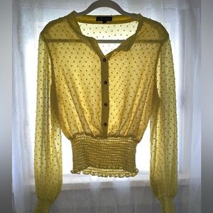 Yellow/Chartreuse puff sleeve blouse